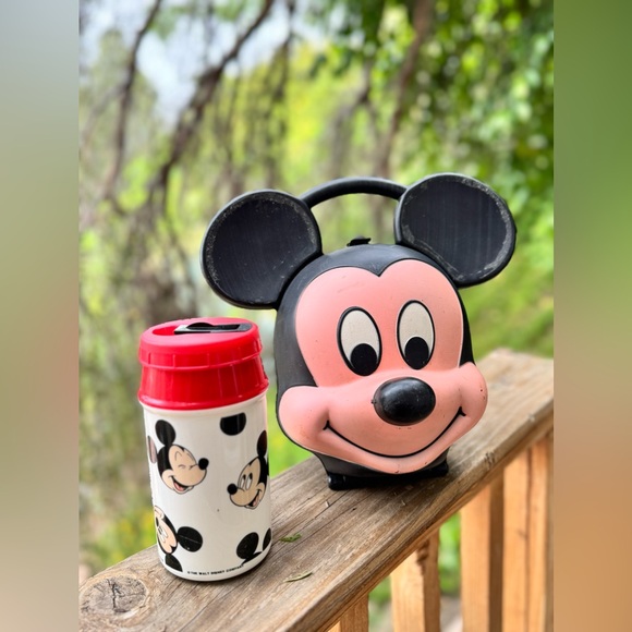 Vintage 1980s Mickey Mouse Aladdin Thermos & Lunchbox –Hard Shell Classic Disney - Picture 13 of 16